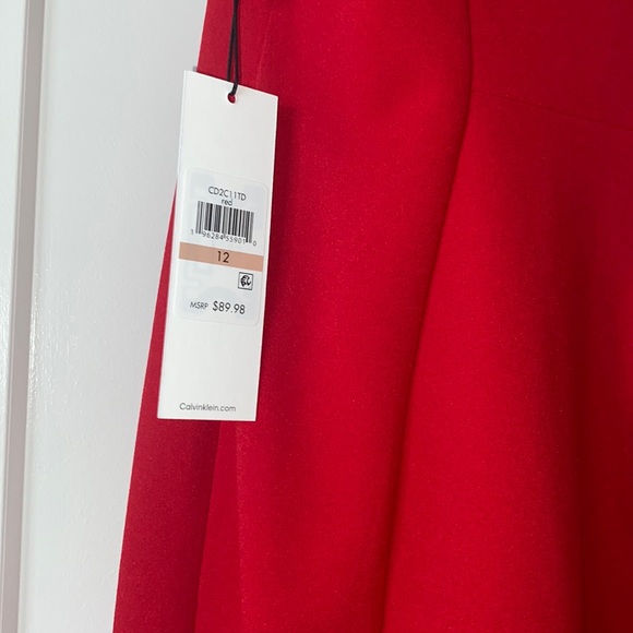 🌷NWT! Red Calvin Klein Sheath Tulip Sleeve Dress - Picture 4 of 9